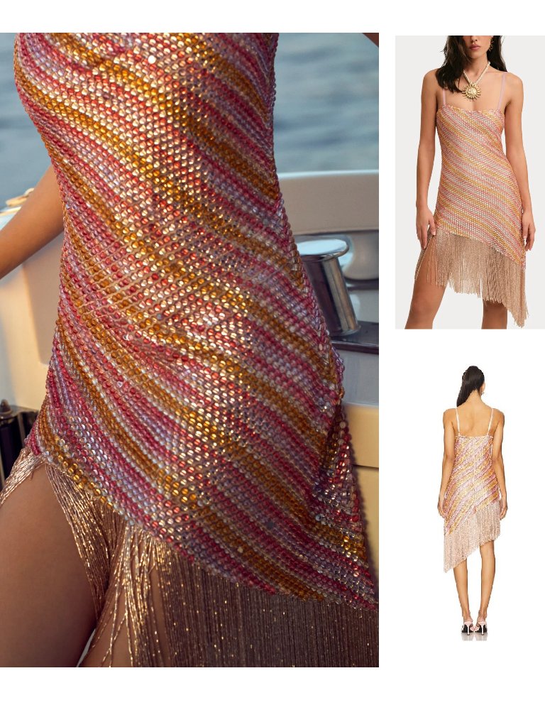 New $689 For Love And Lemons Capri Beaded Mini Dress Size 0